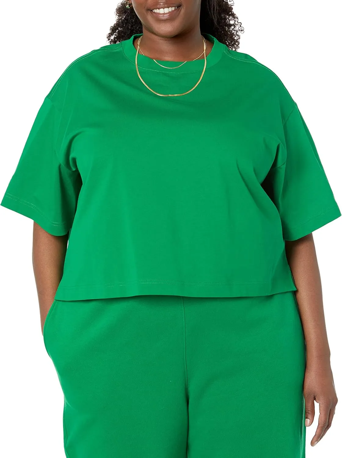 Amazon Essentials Women's Organic Cotton Drop Shoulder Relaxed Boxy Short-Sleeve T-Shirt (Available in Plus Size)