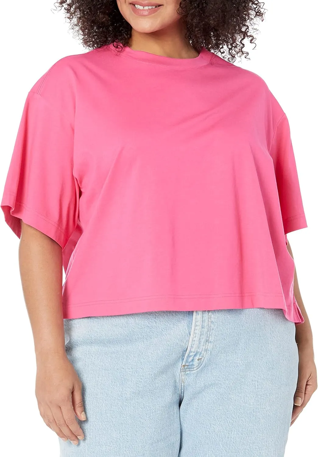 Amazon Essentials Women's Organic Cotton Drop Shoulder Relaxed Boxy Short-Sleeve T-Shirt (Available in Plus Size)