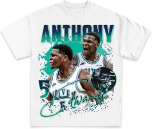 Anthony Edwards Newspaper Graphic T-Shirt | Y2K Vintage Basketball Rap | Premium Heavyweight Shirt for Men & Women