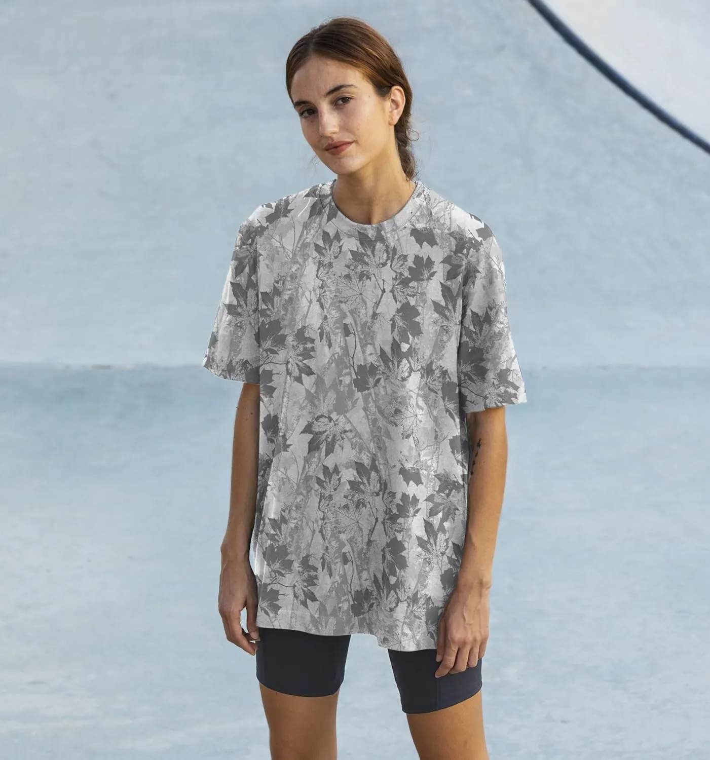 Camo Shirt for Women Men Oversized Camouflage Maple Leaf Print Camo T Shirt Short Sleeve Summer Camo Top