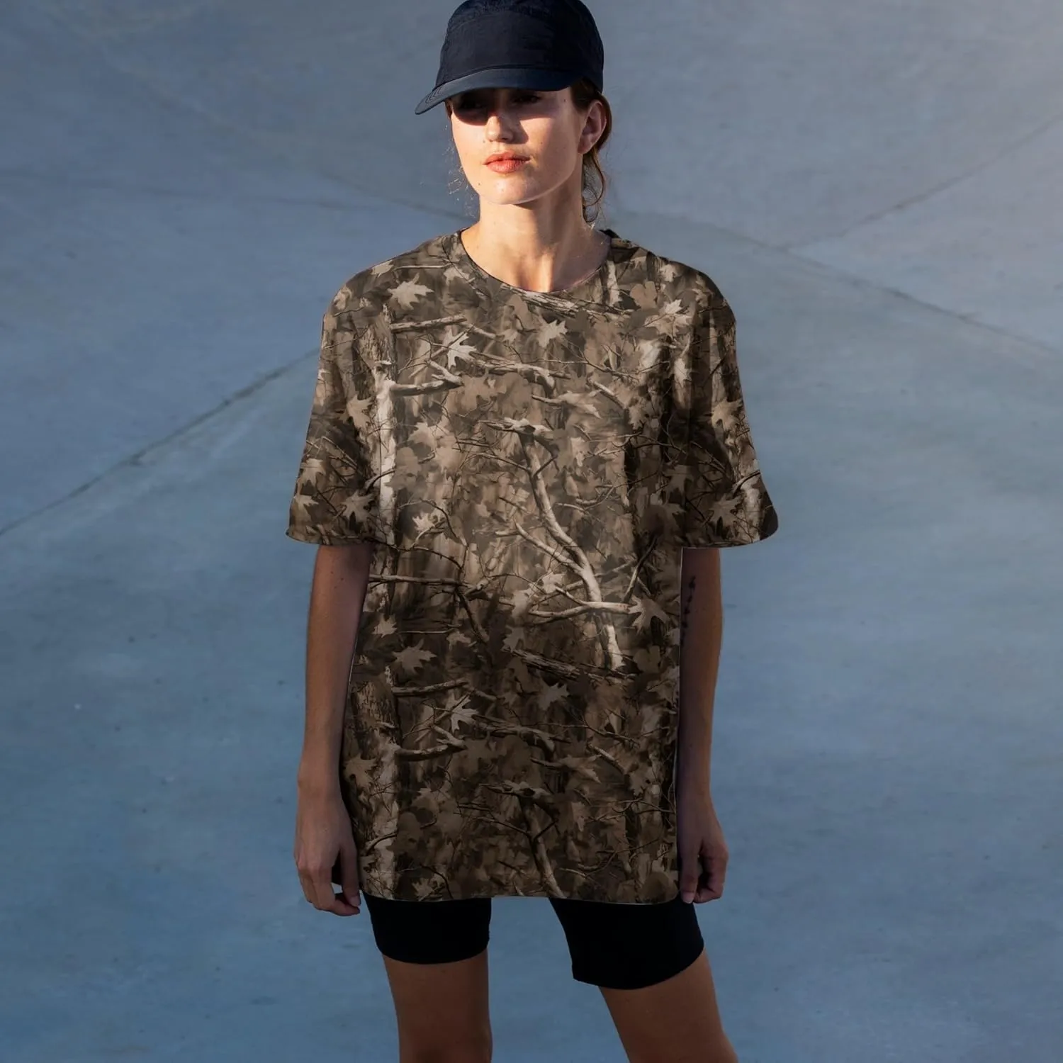 Camo Shirt for Women Men Oversized Camouflage Maple Leaf Print Camo T Shirt Short Sleeve Summer Camo Top