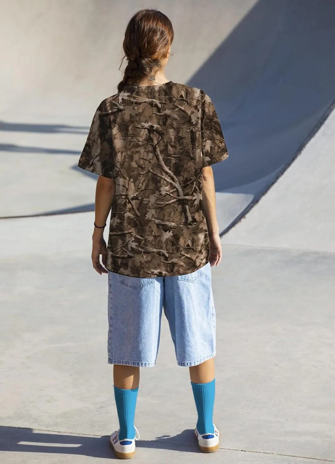 Camo Shirt for Women Men Oversized Camouflage Maple Leaf Print Camo T Shirt Short Sleeve Summer Camo Top