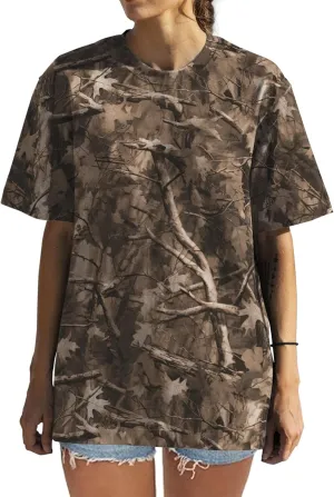 Camo Shirt for Women Men Oversized Camouflage Maple Leaf Print Camo T Shirt Short Sleeve Summer Camo Top