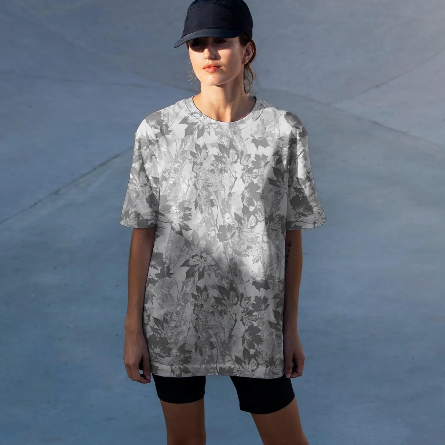 Camo Shirt for Women Men Oversized Camouflage Maple Leaf Print Camo T Shirt Short Sleeve Summer Camo Top