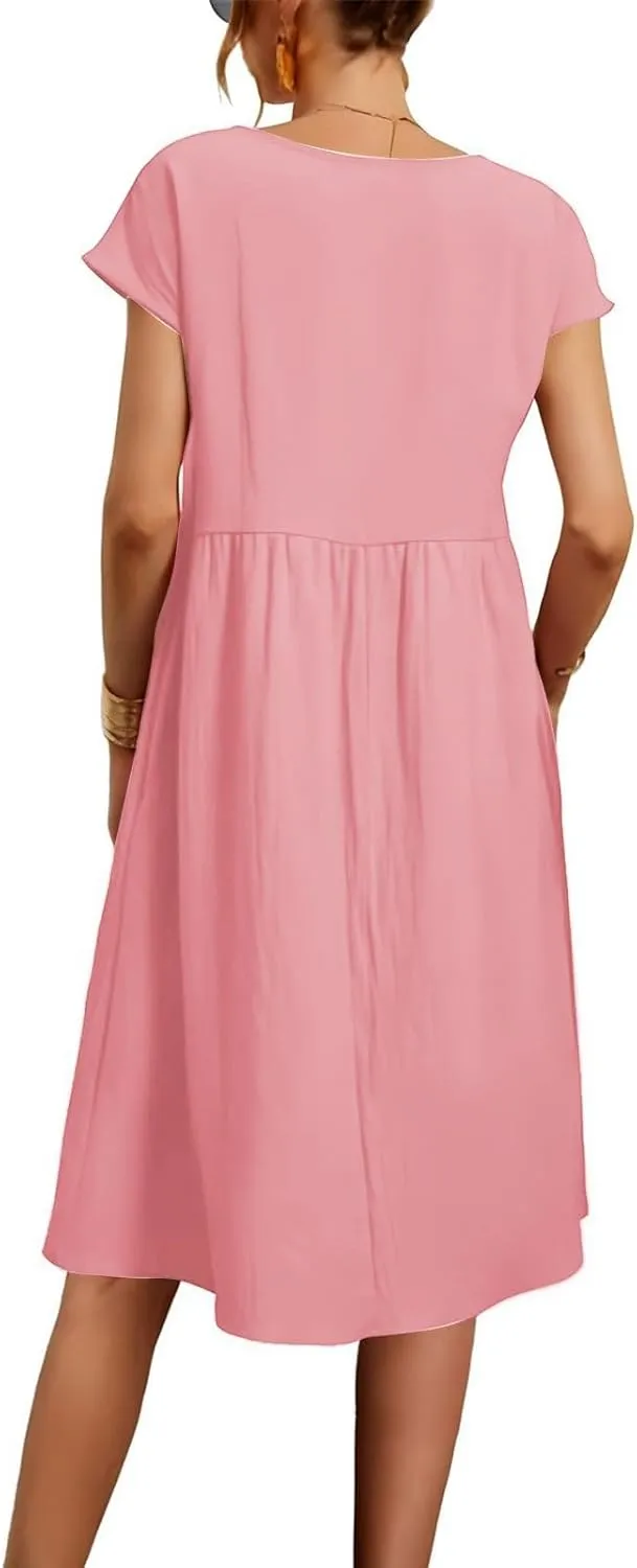 Casual Summer Dresses for Women 2025,Women's T Shirt Dress Boho Dresses Beach Vacation Plus Size Short Sleeves Dress