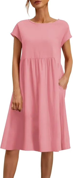 Casual Summer Dresses for Women 2025,Women's T Shirt Dress Boho Dresses Beach Vacation Plus Size Short Sleeves Dress