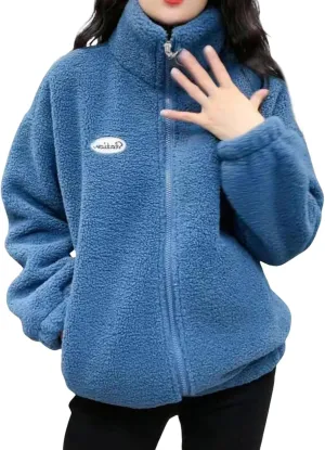 CHARTOU Women Shaggy Fuzzy Sherpa Fleece Jacket Oversized Zip Up Hoodie Shacket Warm Faux Shearling Coat Winter