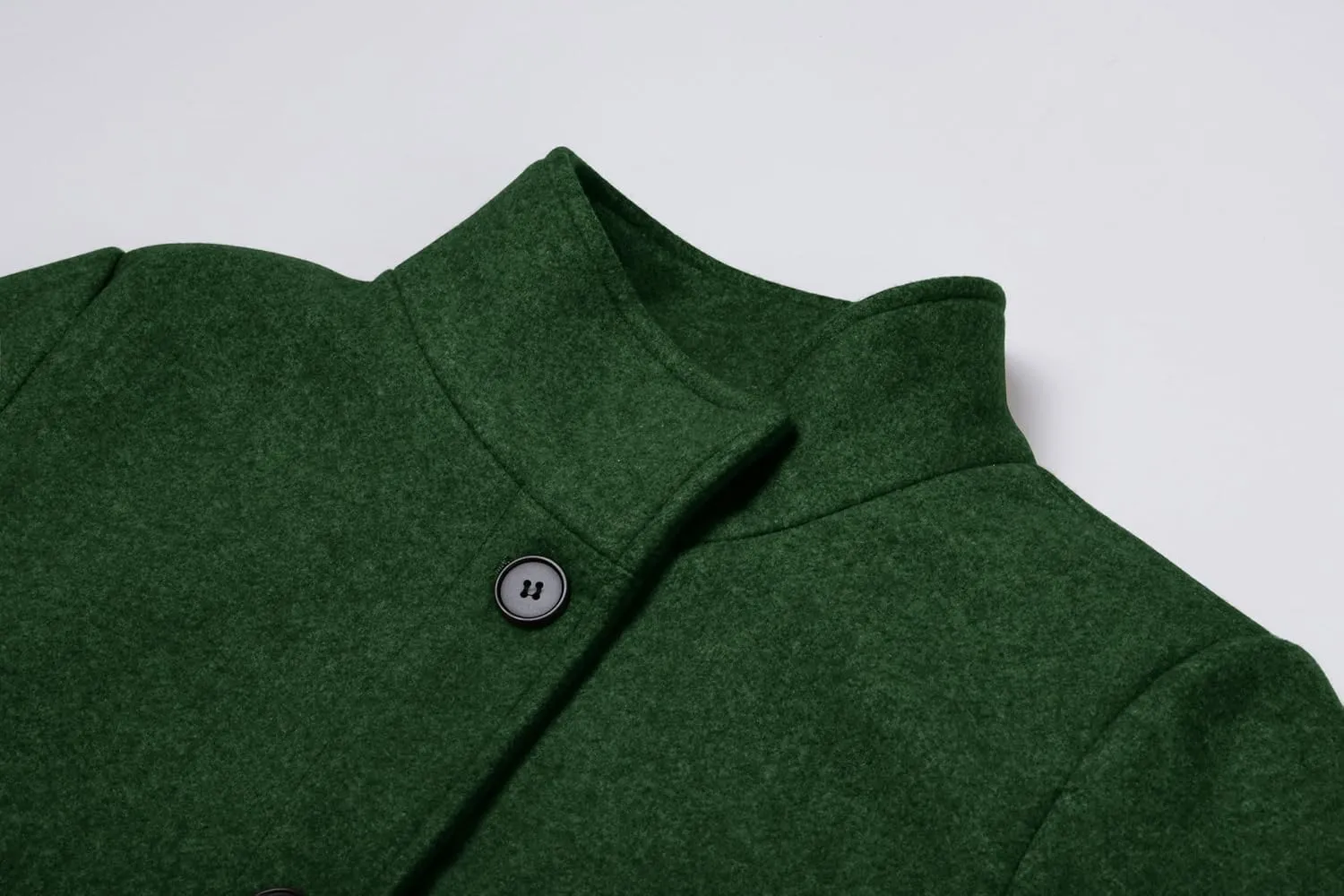 CHARTOU Women Winter Long Pea Coat Wool Blend Stand Collar Single Breast Thicken Blazer Jacket
