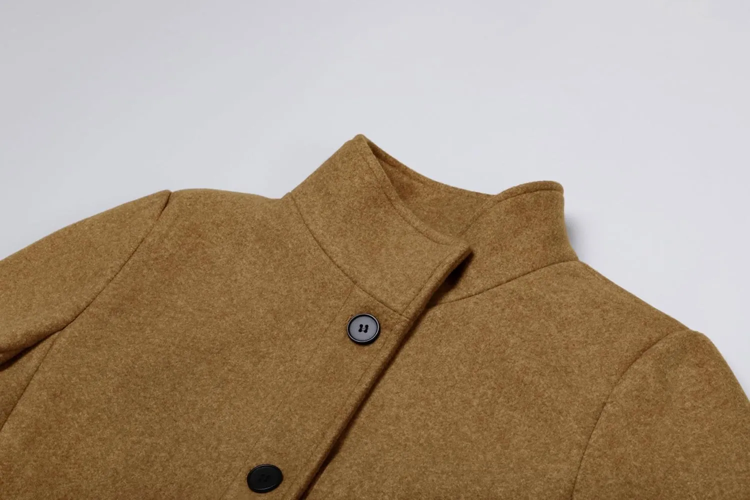 CHARTOU Women Winter Long Pea Coat Wool Blend Stand Collar Single Breast Thicken Blazer Jacket