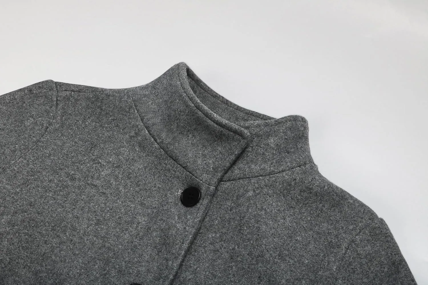 CHARTOU Women Winter Long Pea Coat Wool Blend Stand Collar Single Breast Thicken Blazer Jacket