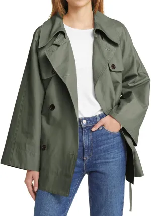 Cicy Bell Womens Casual Trench Coat Double Breasted Long Sleeve Fall Jacket Classic Lapel Overcoat with Belt