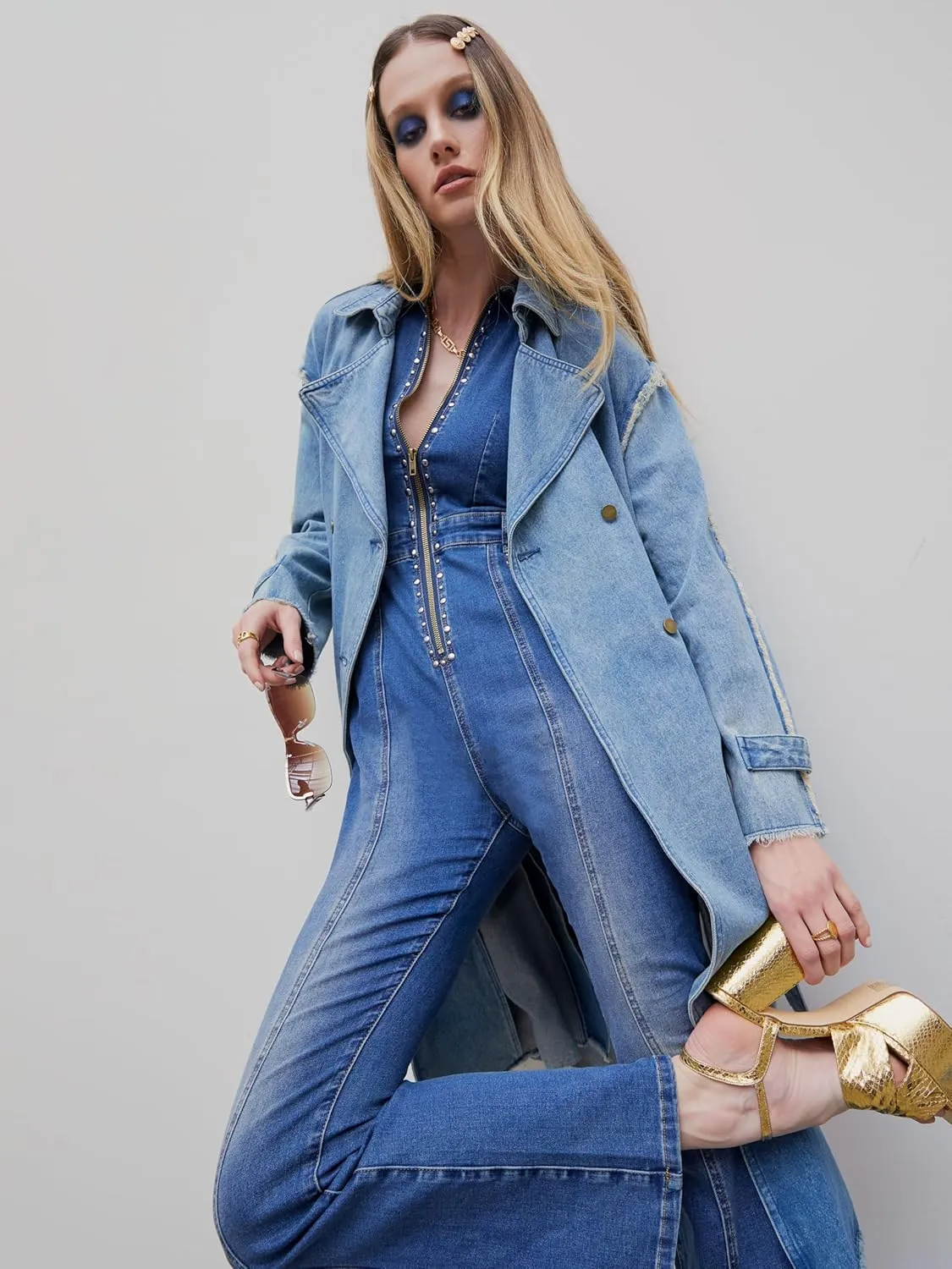 CIDER Statement Maker Denim Trench Coat