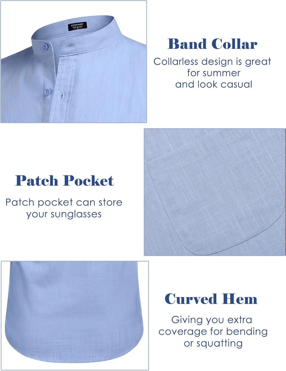 COOFANDY Men's Long Sleeve Cotton Linen Shirt Beach Button Down Shirts Casual Button Up Shirt Summer Yoga Tops with Pocket