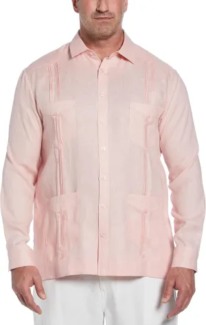 Cubavera Men's 100% Linen Four-Pocket Long Sleeve Guayabera Shirt, Pintuck Detail, Relaxed Fit (Available in Big & Tall)