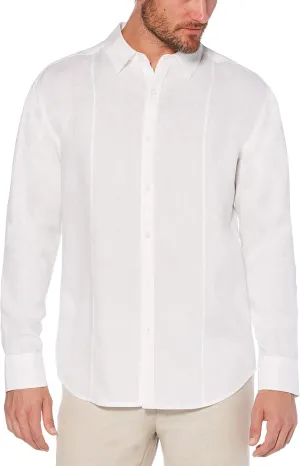 Cubavera Men's Cubavera Men'S 100% Linen Long Sleeve Shirt With Pintuck Detail, Relaxed Fit, Spread Collar