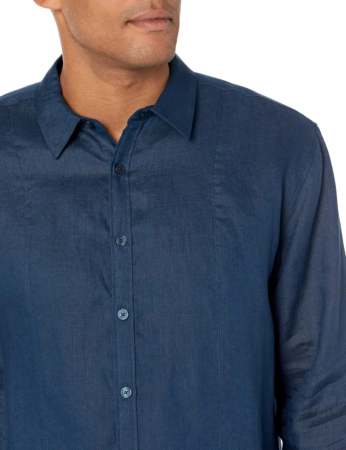 Cubavera Men's Cubavera Men'S 100% Linen Long Sleeve Shirt With Pintuck Detail, Relaxed Fit, Spread Collar