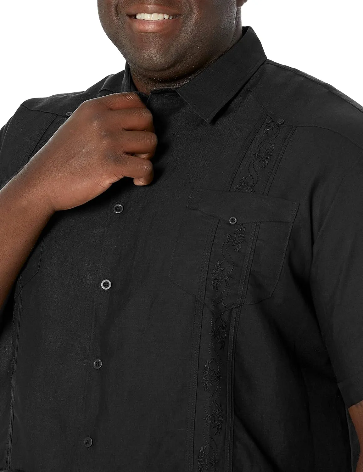 Cubavera Men's Four-Pocket Mini Pintuck Embroidered Authentic Guayabera Shirt, Short Sleeve Button Down