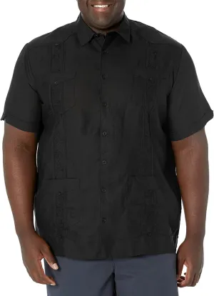 Cubavera Men's Four-Pocket Mini Pintuck Embroidered Authentic Guayabera Shirt, Short Sleeve Button Down