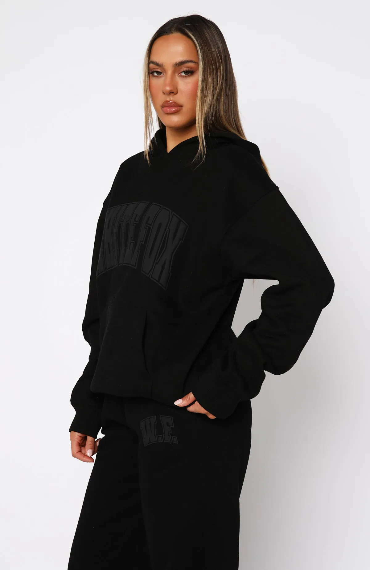 Classic Black Oversized Varsity Decade Hoodie