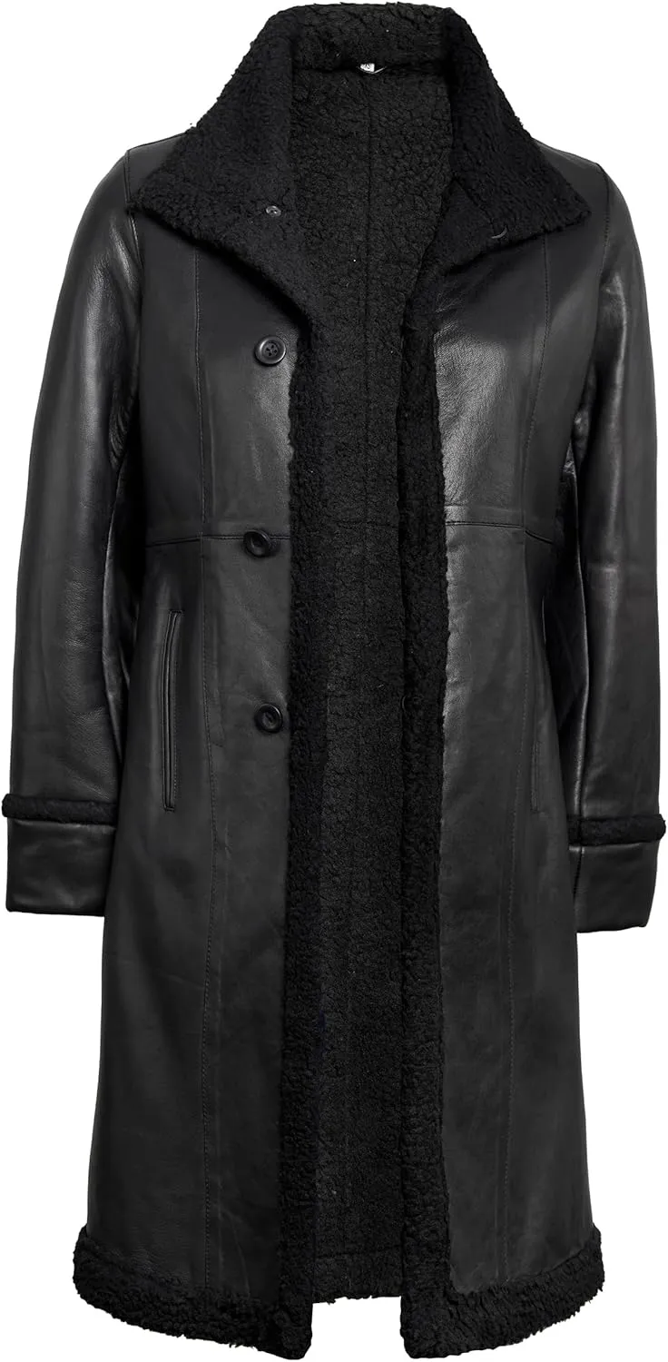 Decrum Leather Coat Women - Real Lambskin Stylish Leather Coat for Women
