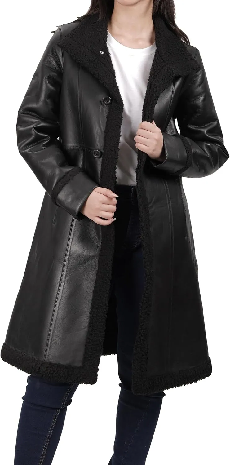 Decrum Leather Coat Women - Real Lambskin Stylish Leather Coat for Women