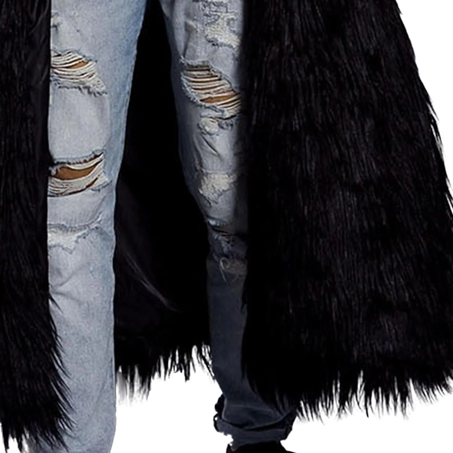 DGHM-JLMY Men's Essential Versatile Faux Fur Coat Long Fashion Faux Fur Coat Daily Trend Thickened Warm Trench Coat