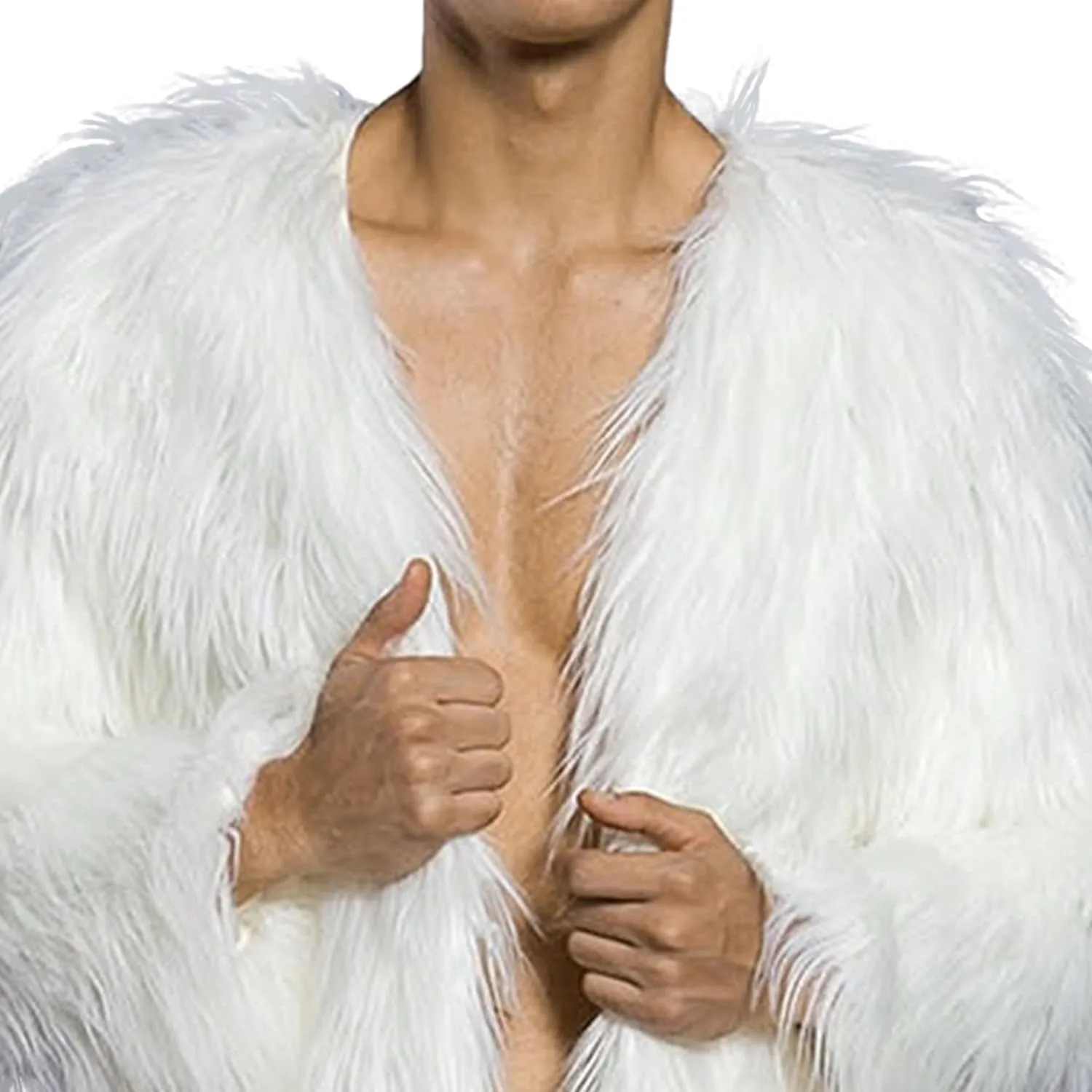 DGHM-JLMY Men's Essential Versatile Faux Fur Coat Long Fashion Faux Fur Coat Daily Trend Thickened Warm Trench Coat