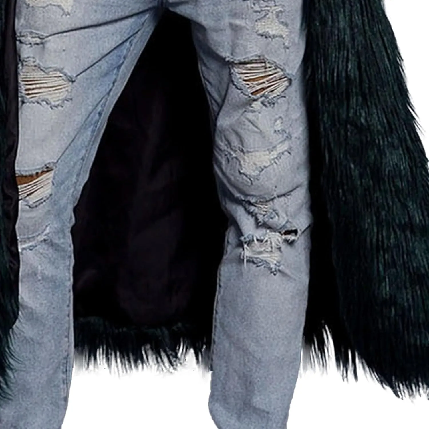 DGHM-JLMY Men's Essential Versatile Faux Fur Coat Long Fashion Faux Fur Coat Daily Trend Thickened Warm Trench Coat