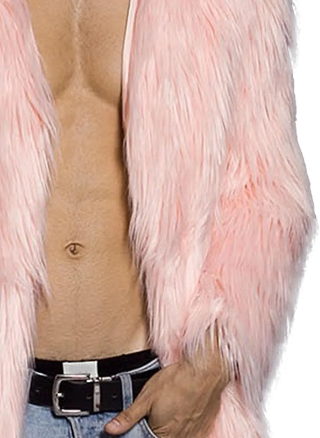 DGHM-JLMY Men's Essential Versatile Faux Fur Coat Long Fashion Faux Fur Coat Daily Trend Thickened Warm Trench Coat