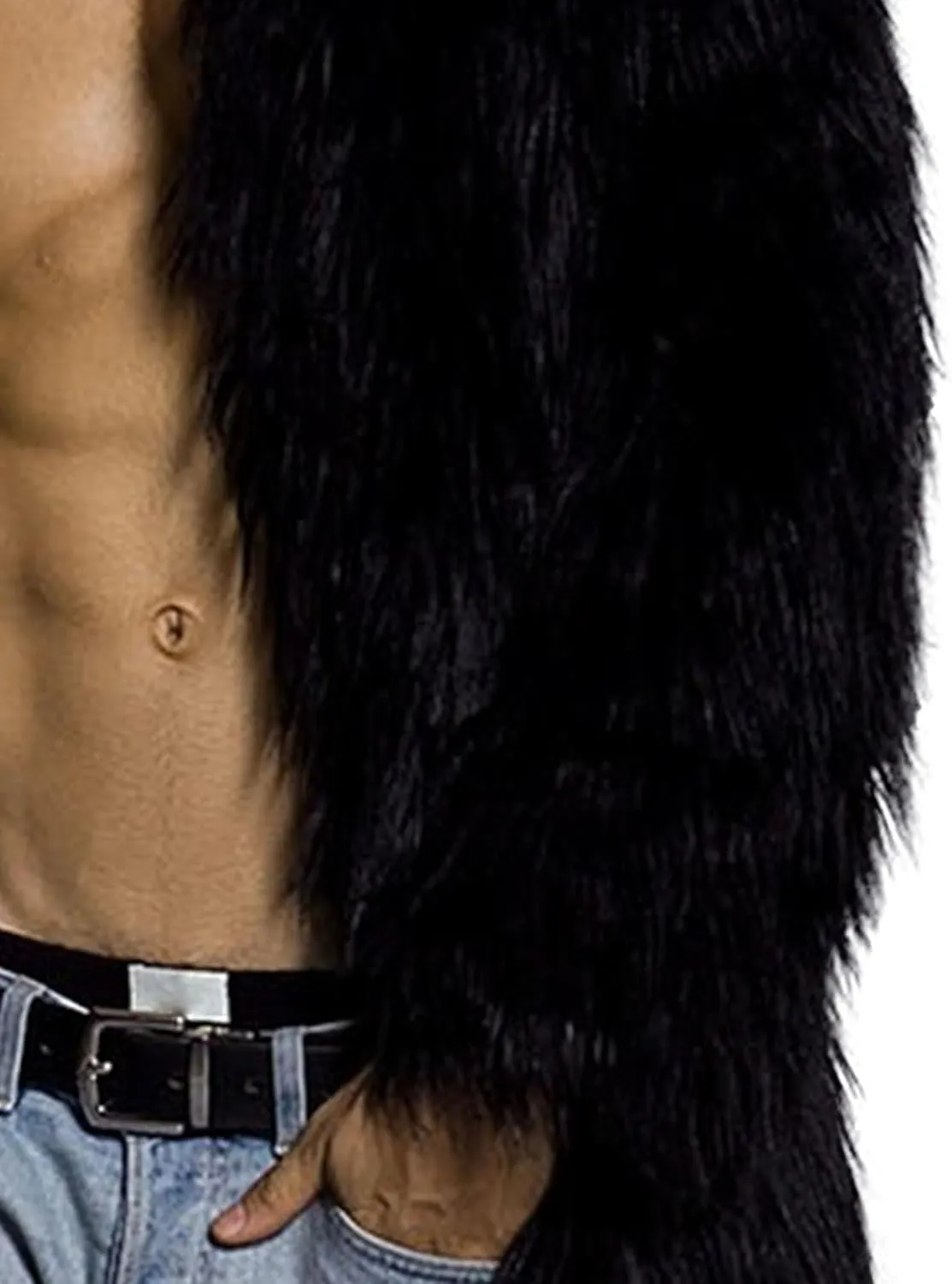 DGHM-JLMY Men's Essential Versatile Faux Fur Coat Long Fashion Faux Fur Coat Daily Trend Thickened Warm Trench Coat