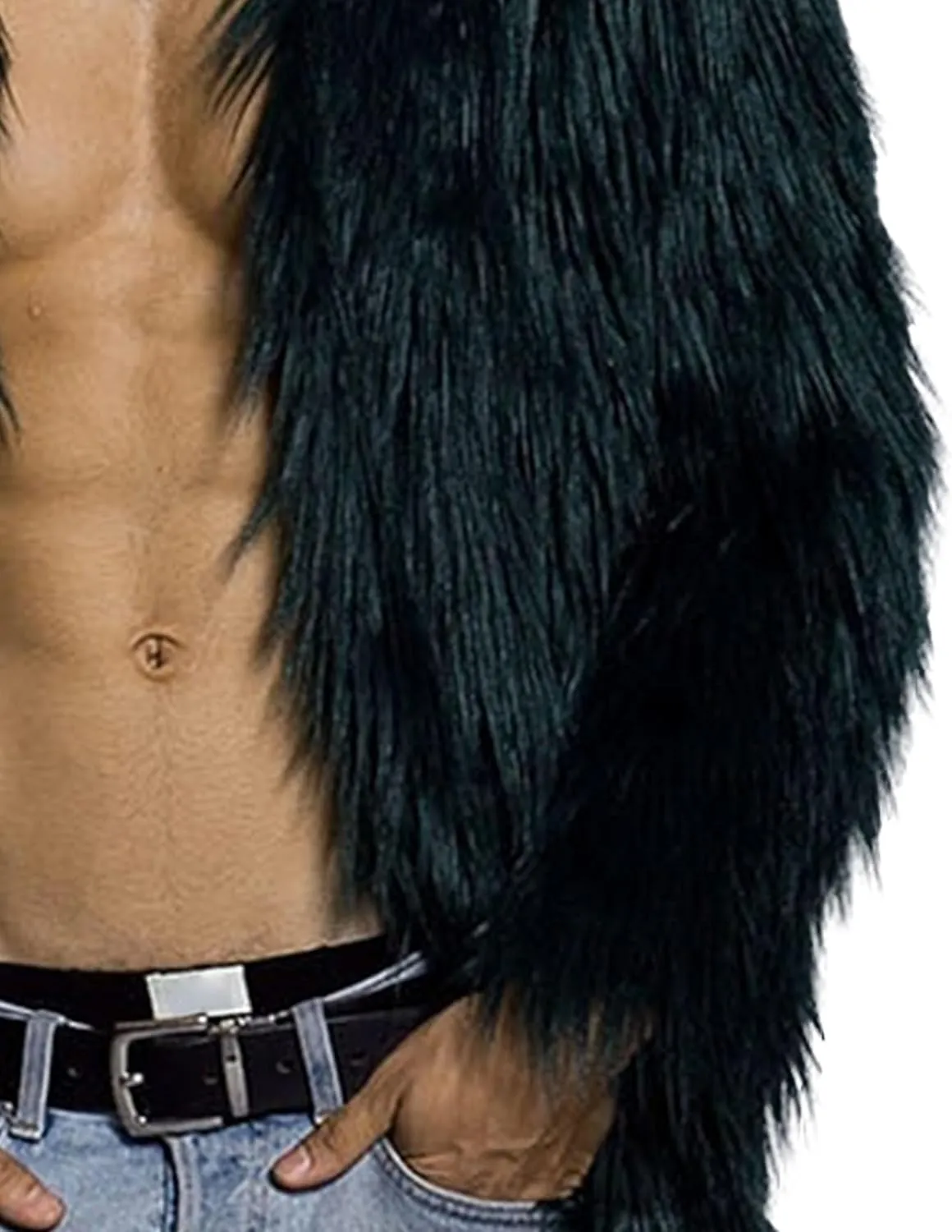 DGHM-JLMY Men's Essential Versatile Faux Fur Coat Long Fashion Faux Fur Coat Daily Trend Thickened Warm Trench Coat