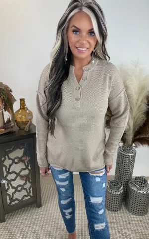 DOOR BUSTER Olivia 4 Button Sweater LIGHT MOCHA PFINSTORE