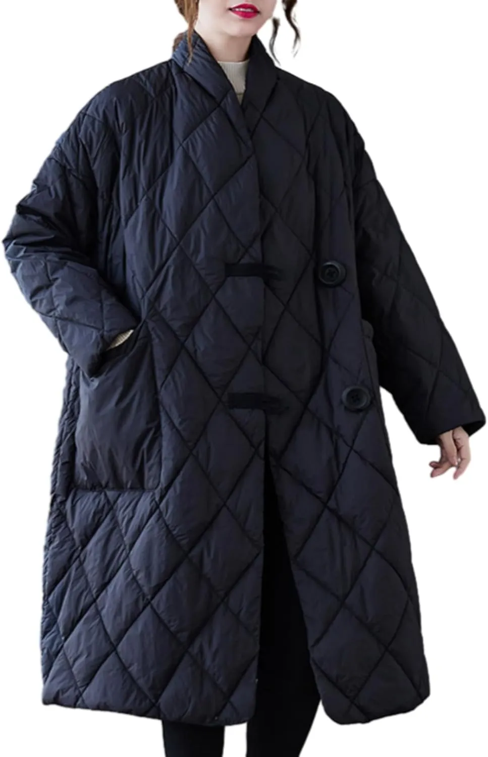ellazhu Women's Lightweight Quilted Jacket Padded Winter Solid Button Puffer Coat GZ69