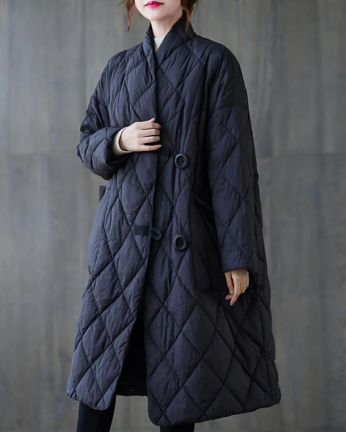 ellazhu Women's Lightweight Quilted Jacket Padded Winter Solid Button Puffer Coat GZ69