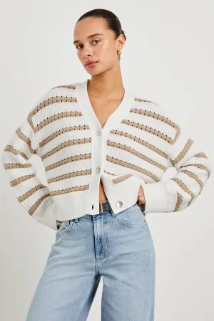 GENEVA CARDIGAN - IVORY OAT STRIPE