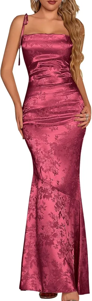 GLNEGE Women's Satin Bodycon Maxi Dress Elegant Formal Spaghetti Strap Cowl Neck Evening Party Dresses GLNEGE Women's Satin Bodycon Maxi Dress Elegant Formal Spaghetti Strap Cowl Neck Evening Party Dresses
