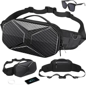 Hard Shell Fanny Pack for Men Women,Versatile Waterproof Sling Shoulder Bags,Casual Fashion Tactical Waist bag