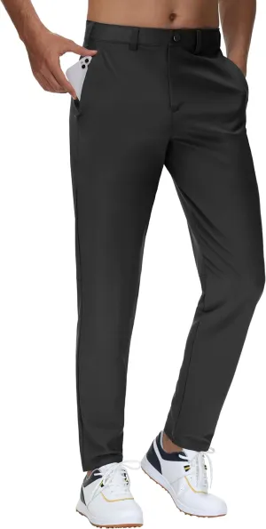 JWM 29"/30"/31"/32" Mens Golf Pants Stretch Straight Leg Relaxed Fit Dress Pants Lightweight Comfy Casual Trousers Zip Pocket