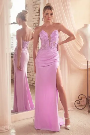 Kaylee Lace Floral Corset Maxi Gown (Lavender)
