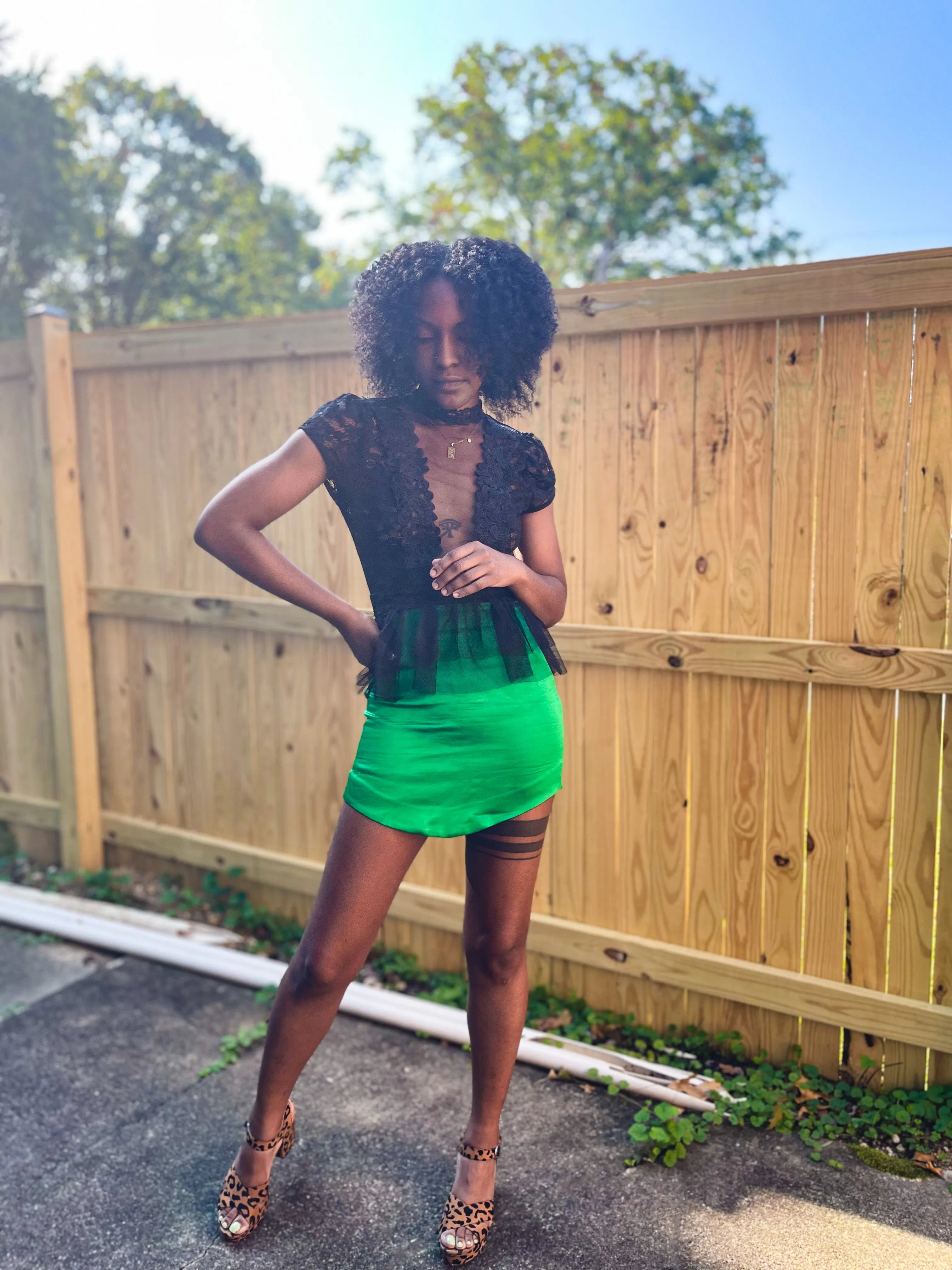 Lace Tulle Peplum Top