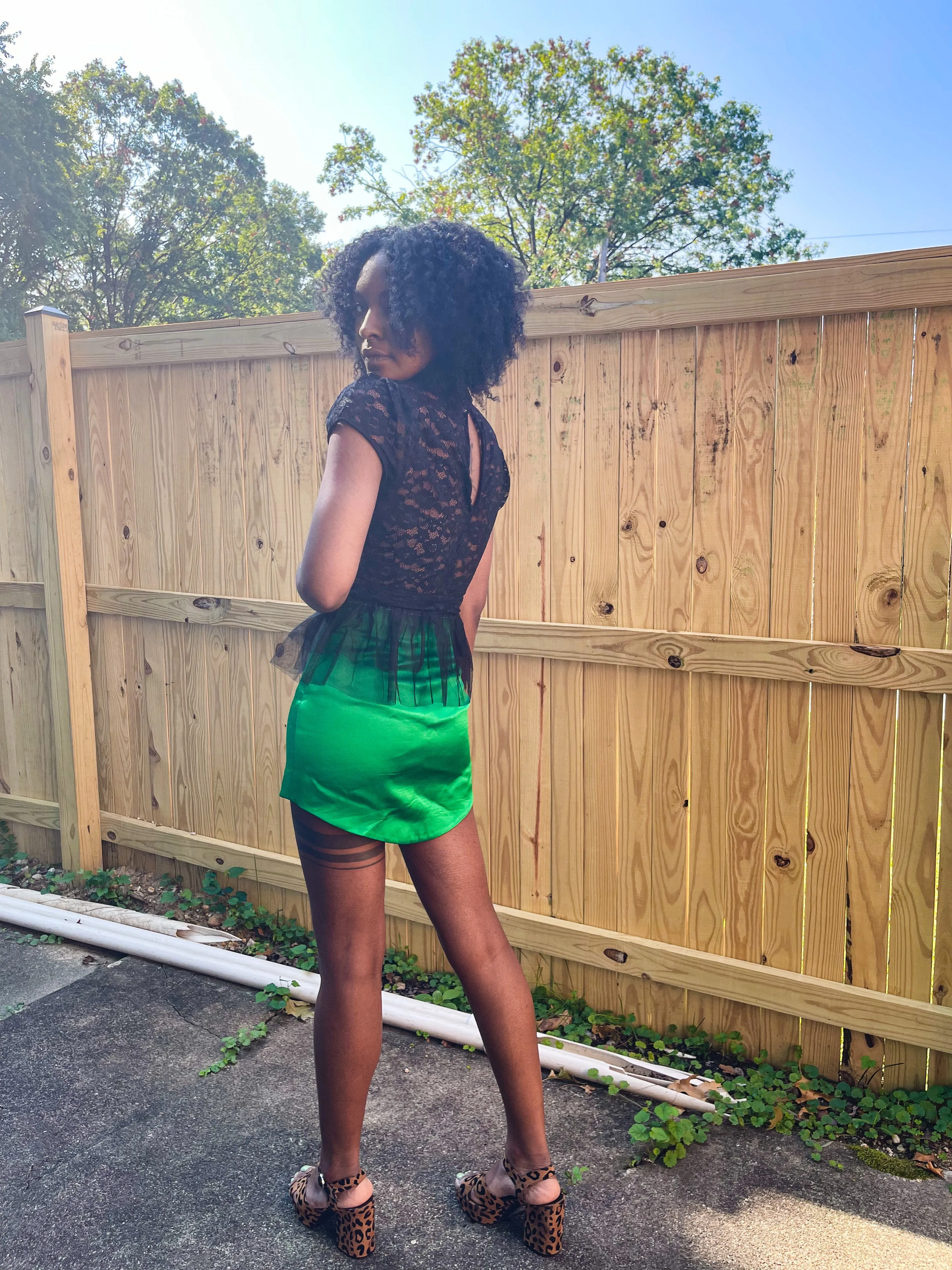 Lace Tulle Peplum Top