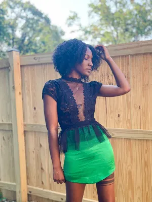 Lace Tulle Peplum Top