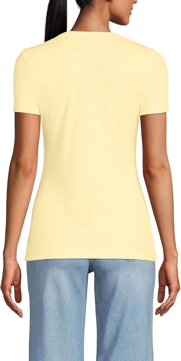 Lands' End Women's Cotton Rib Knit T-Shirt