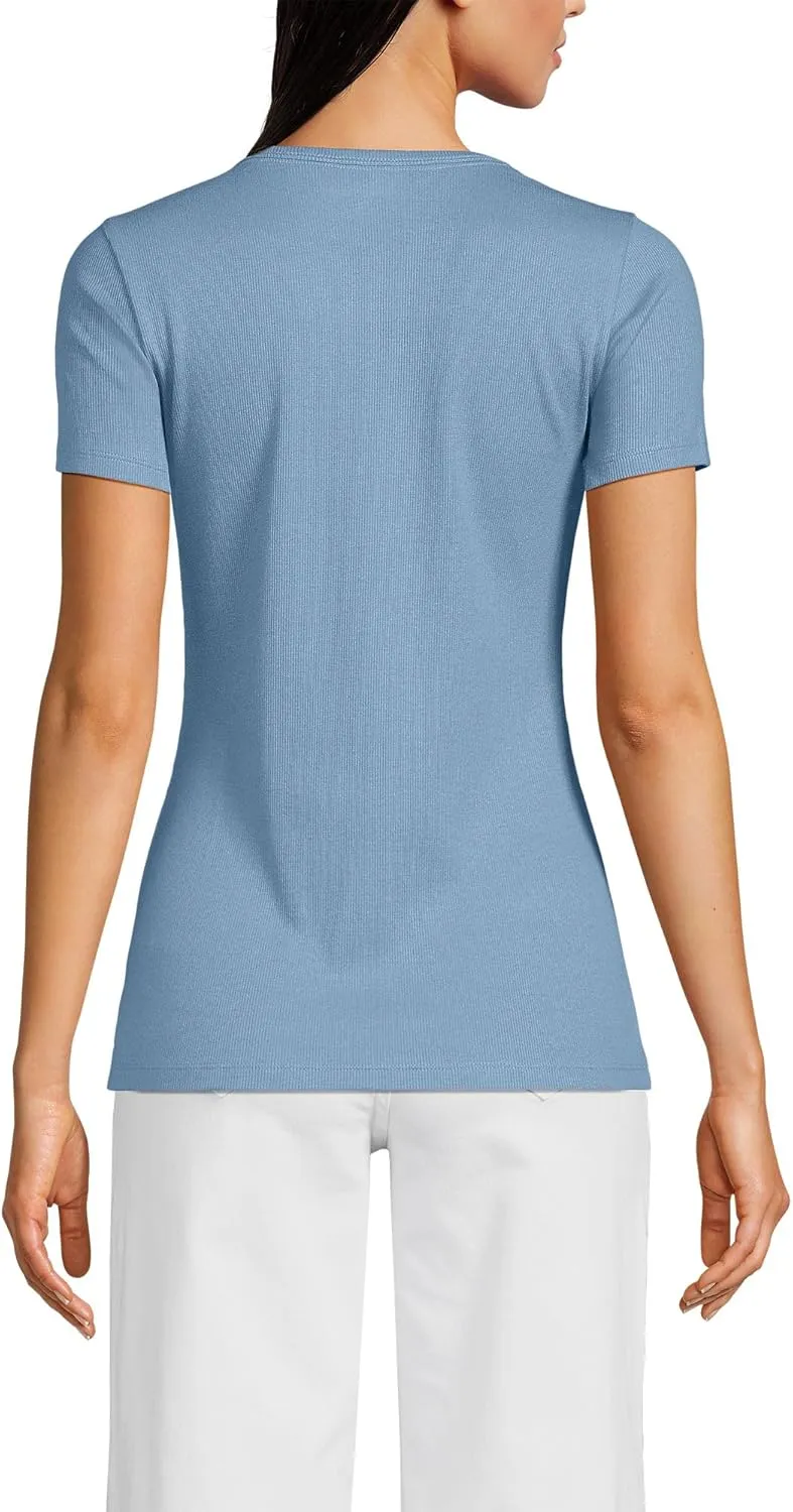 Lands' End Women's Cotton Rib Knit T-Shirt