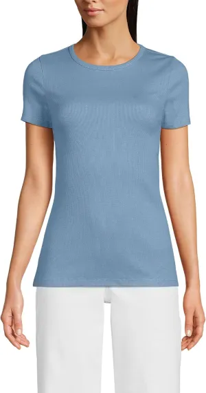 Lands' End Women's Cotton Rib Knit T-Shirt