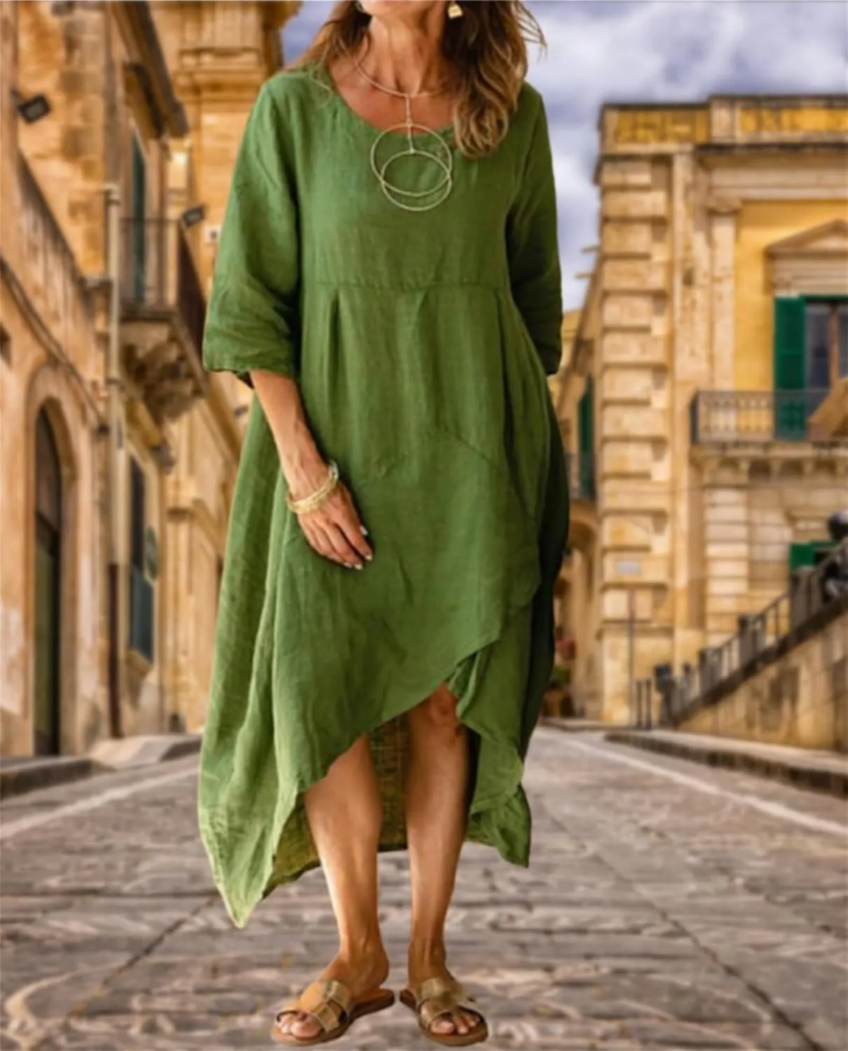 Linen Dresses for Women Casual Summer Maxi Dress Short Sleeve Boho Dress Plus Size Beach Vacation Sundress Clothes