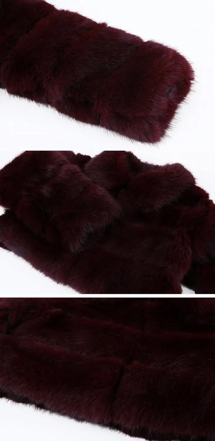loveimgs Women Fluffy Faux Fur Coat Cropped Jacket Puffer Jacket Zip Up Winter Warm Fuzzy Teddy Jacket