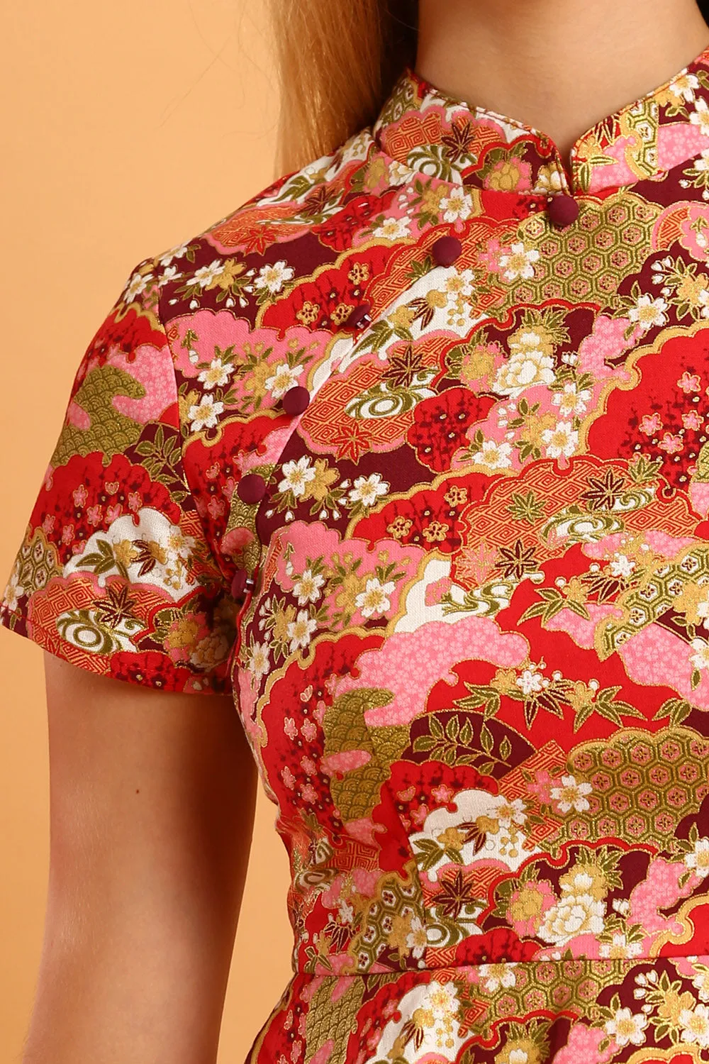 Luey Cheongsam Top in Red Pink