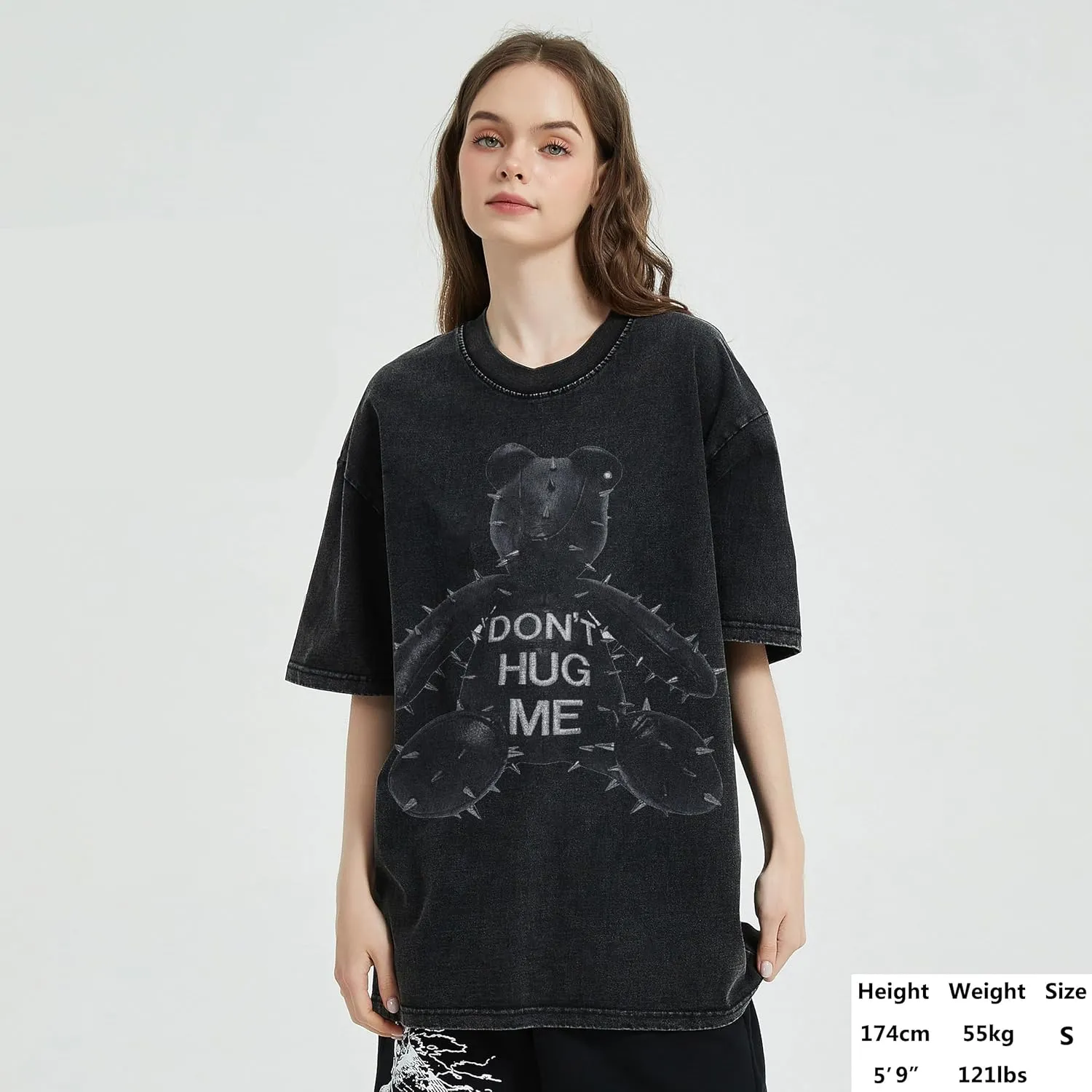 Men Streetwear Vintage Washed Black T-Shirt Animal Graphic Doberman Dog Tee Shirt Unisex