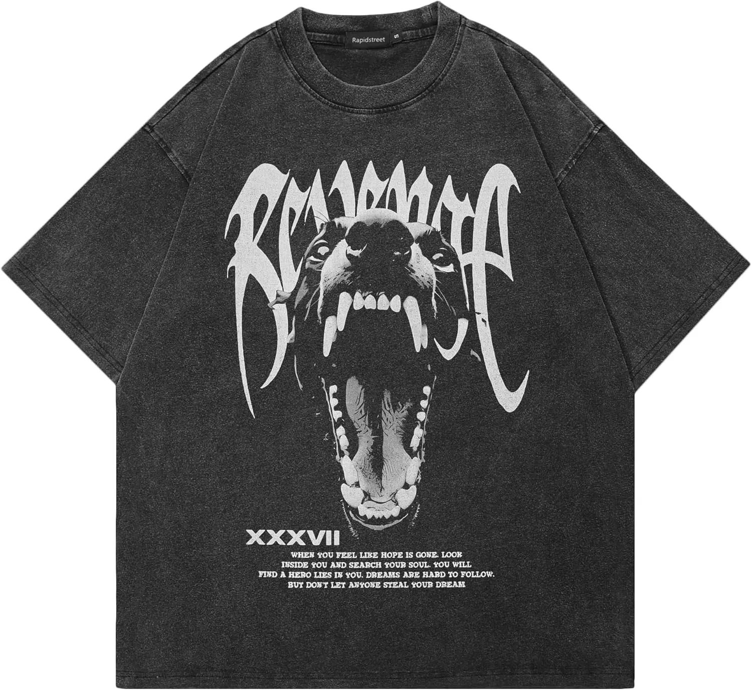 Men T-Shirt Streetwear Aesthetic Graphic Tee Shirt Vintage Faded Black Hipster